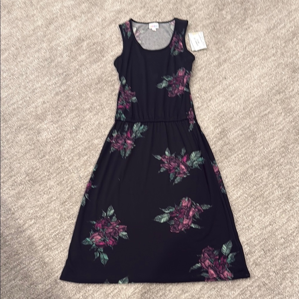 LuLaRoe Blue and Black Sleeveless Scoop Neck Sundress